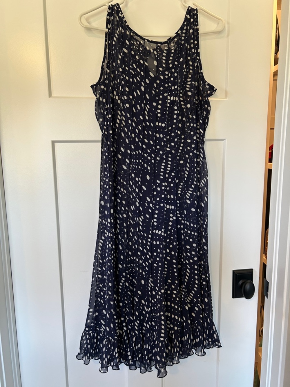 ColdWater Creek summer dress size 10 polkadot sleeveless fit and flare ruffle